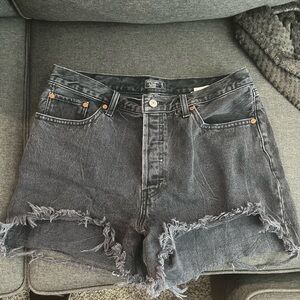 Abercrombie & Fitch Black Jean Shorts Distressed Style